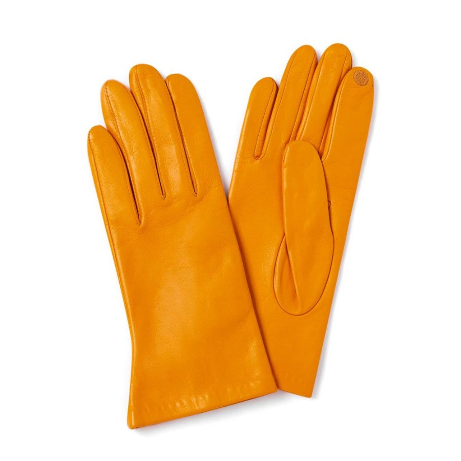 Draeger Paris Gants Femme Tactiles En Cuir - Moutarde New