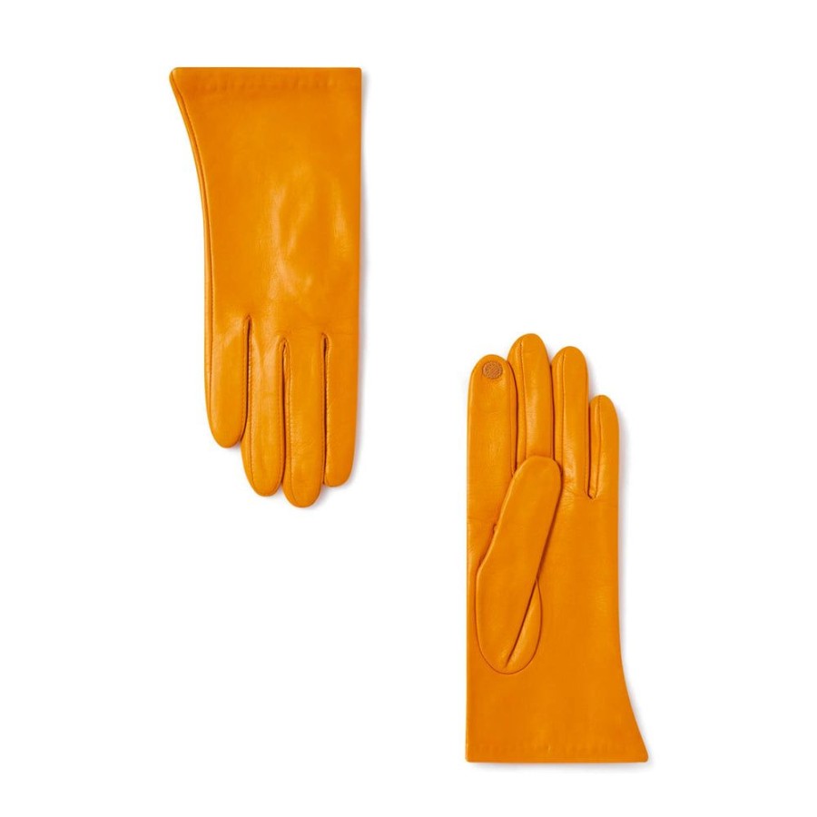 Draeger Paris Gants Femme Tactiles En Cuir - Moutarde New