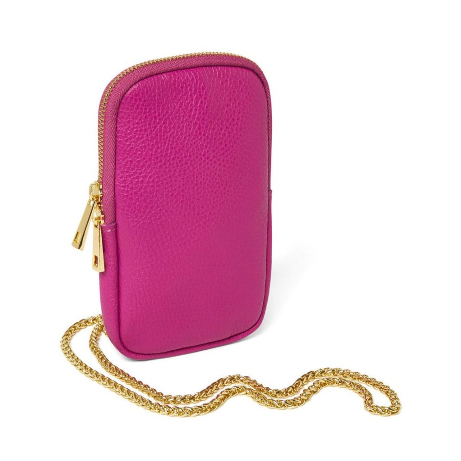 Draeger Paris Pochette Telephone En Cuir Graine - Fuchsia Clearance