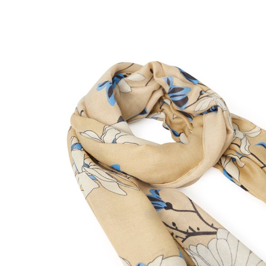 Tie Rack Foulard A Motif Fleur Beige Wholesale