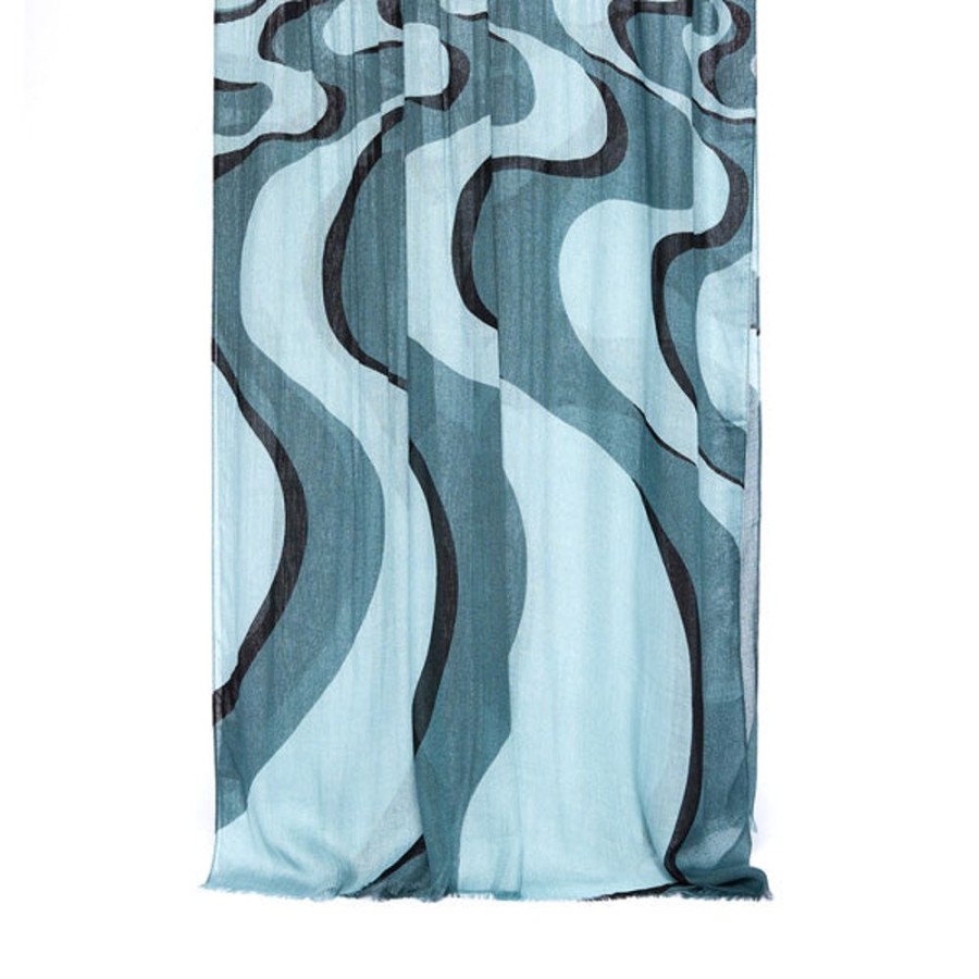 Draeger Paris Grande Etole Femme - Imprime Vagues - Bleu - 70X180 Cm Clearance