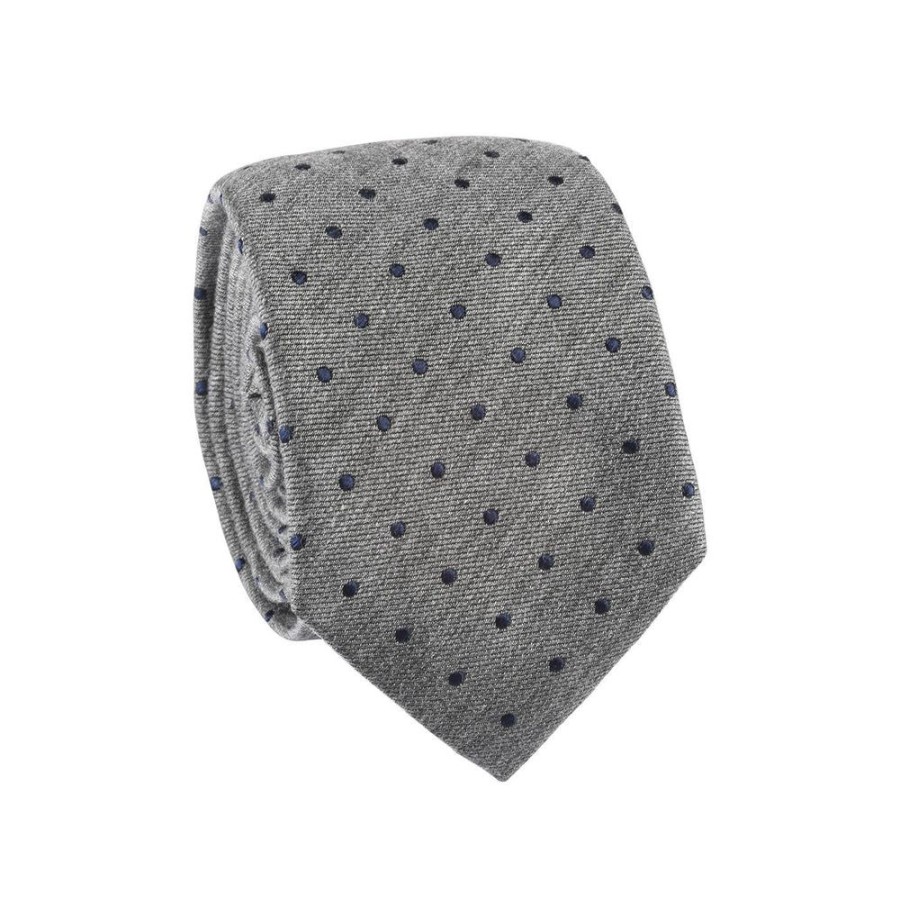 Tie Rack Cravate Homme A Pois Gris / Bleu Marine Clearance