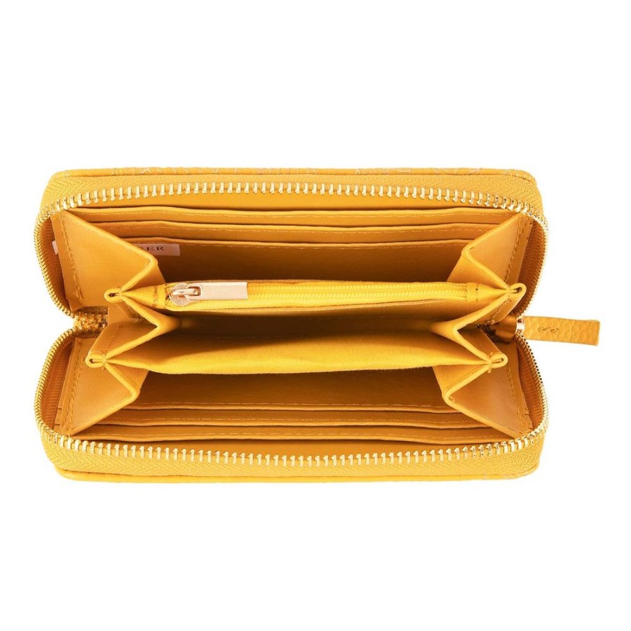 Draeger Paris Portefeuille Femme - Feuilles Dorees - Jaune Moutarde Online