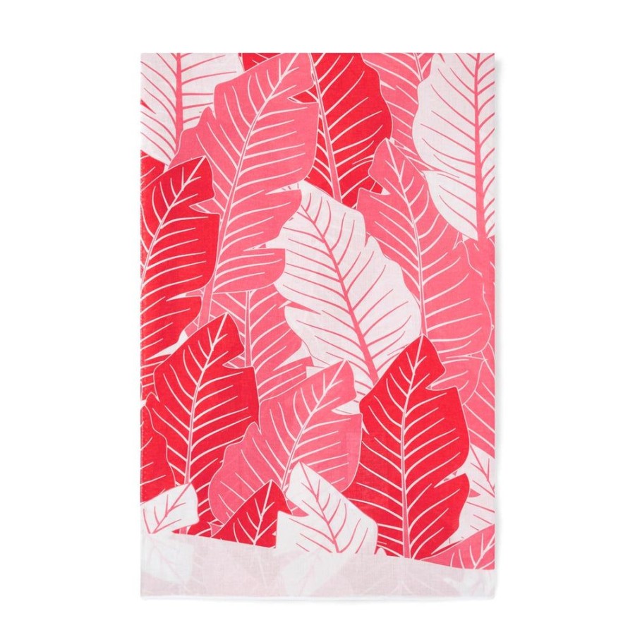 Draeger Paris Foulard En Coton Imprime Feuilles - Rouge, Rose, Blanc Online