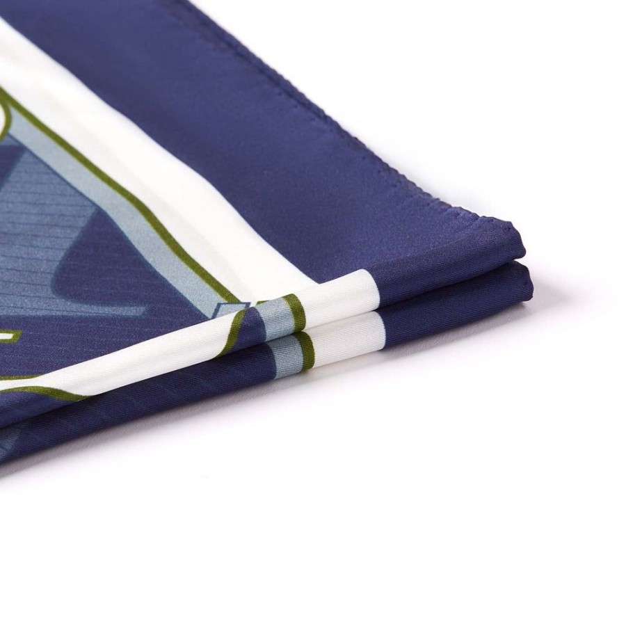 Draeger Paris Bandana En 100% Soie - Bleu - Twill Imprime Lettres Draeger - Unie - 67X67 Cm Hot