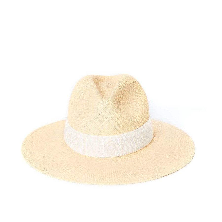 Draeger Paris Chapeau Fedora Avec Galon Tisse - Ecru Online