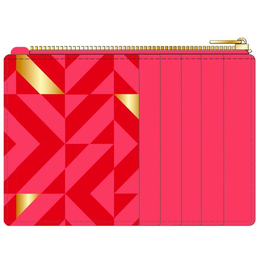 Draeger Paris Porte-Cartes Zippe - Rouge Et Dore Hot