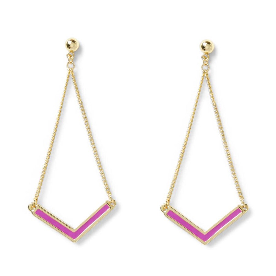 Draeger Paris Boucles D'Oreilles V Email Fuchsia Clearance