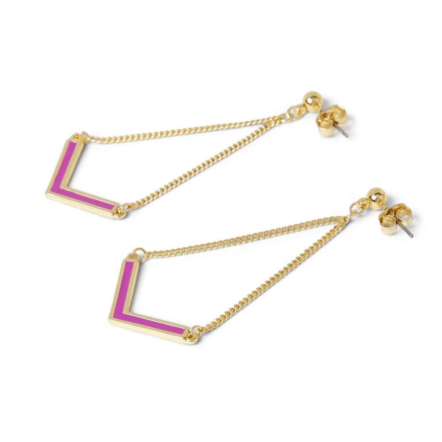 Draeger Paris Boucles D'Oreilles V Email Fuchsia Clearance