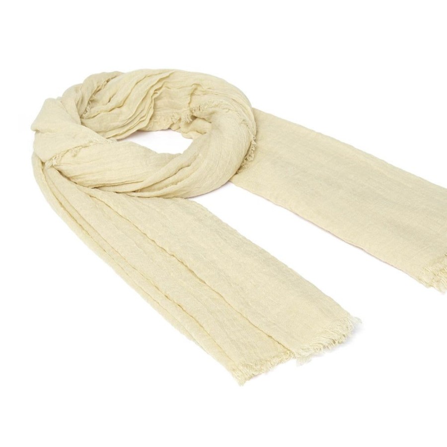 Draeger Paris Foulard Uni Beige A Franges New