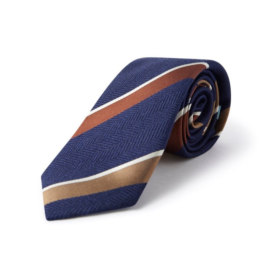 Tie Rack Cravate Homme Rayures Bleu Marine / Rouille Hot