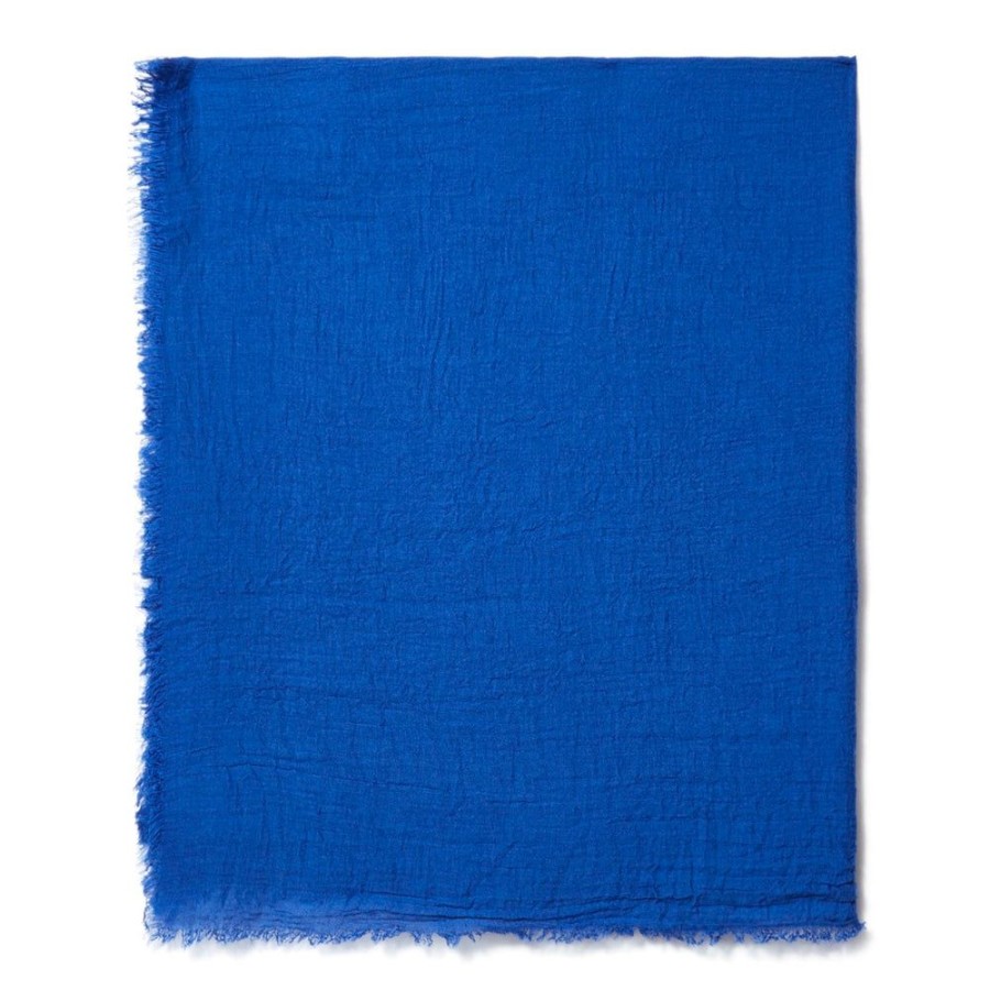 Draeger Paris Foulard Uni Bleu Royal A Franges Online