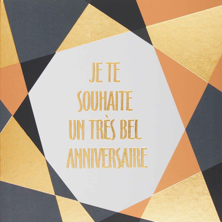 Draeger Paris Carte Tres Bel Anniversaire Lettres Or - 14,5 X 14,5 Cm Hot