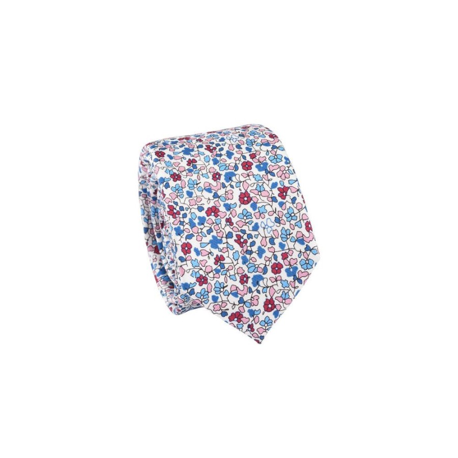 Tie Rack Cravate Homme Petites Fleurs Rose / Bleu Best