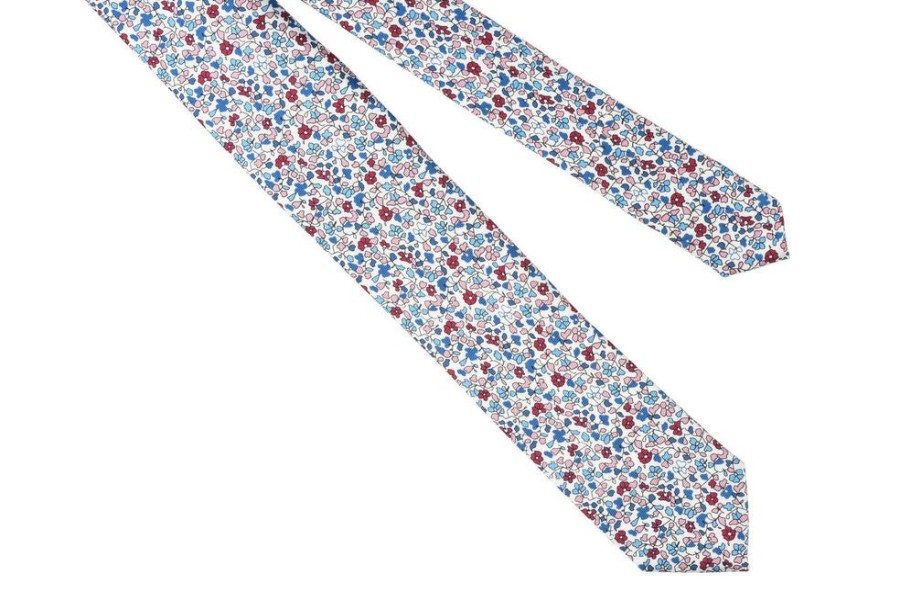 Tie Rack Cravate Homme Petites Fleurs Rose / Bleu Best