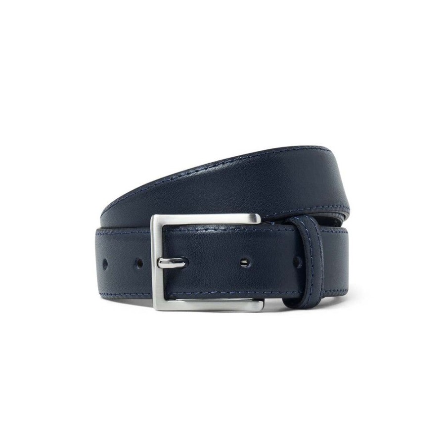 Draeger Paris Ceinture Surpiquee En Cuir Lisse - Bleu Marine Hot