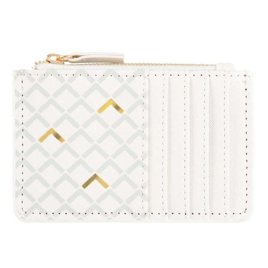 Draeger Paris Porte-Cartes Zippe - Blanc Et Dore Hot