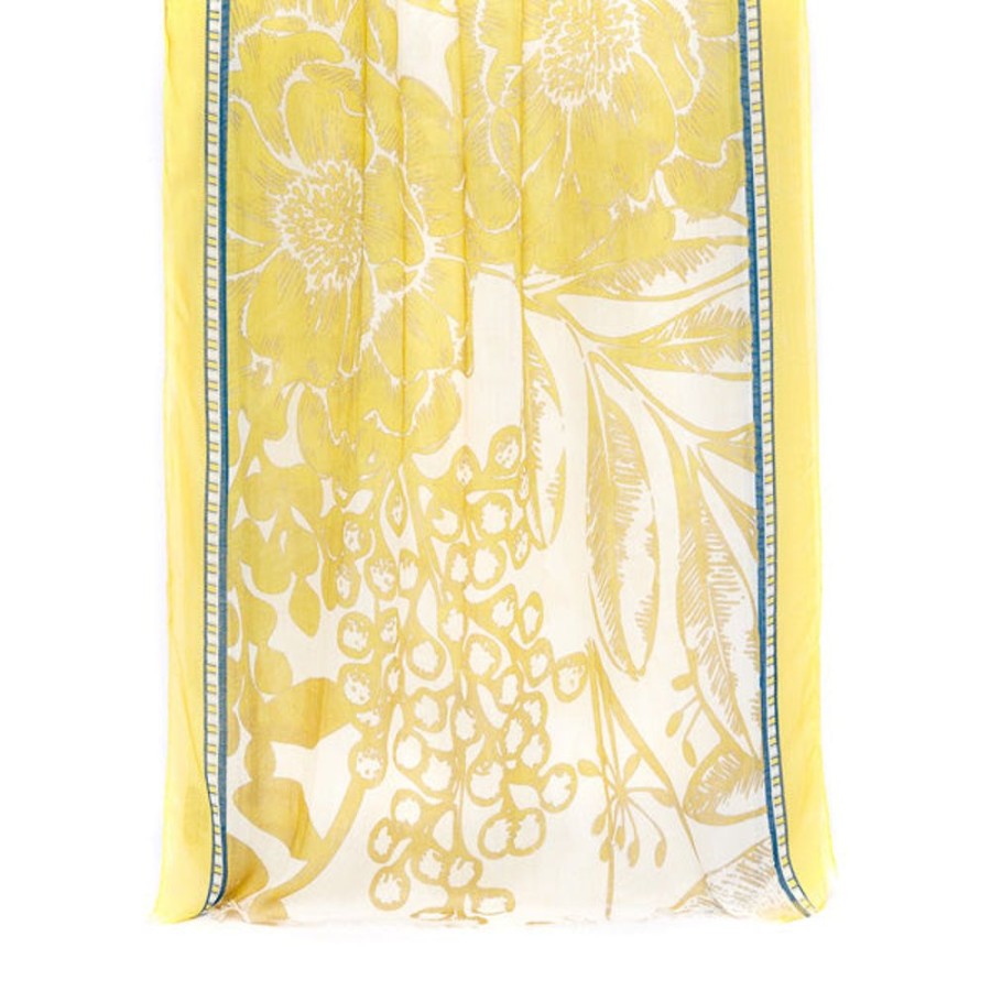 Draeger Paris Grande Etole Femme - Imprime Fleurs Jouy - Jaune - 70X180 Cm Clearance