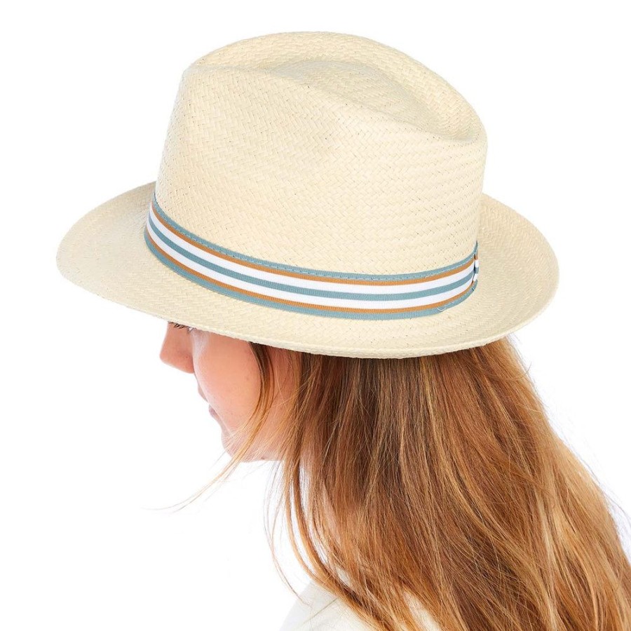 Draeger Paris Fedora - Ecru - Galon Raye - Femme - 2 Tailles Best