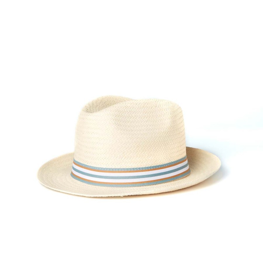 Draeger Paris Fedora - Ecru - Galon Raye - Femme - 2 Tailles Best