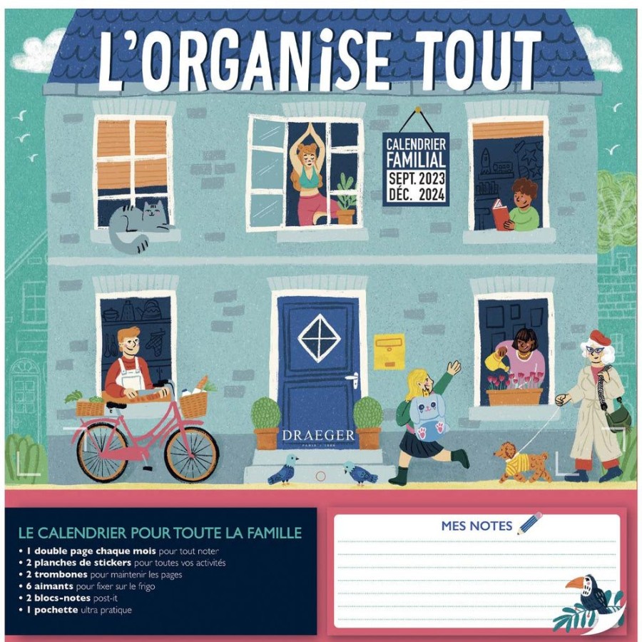 Draeger Paris Calendrier Familial 2023-2024 - 28,5X28 Cm - Septembre 2023 A Decembre 2024 - L'Organise Tout Best