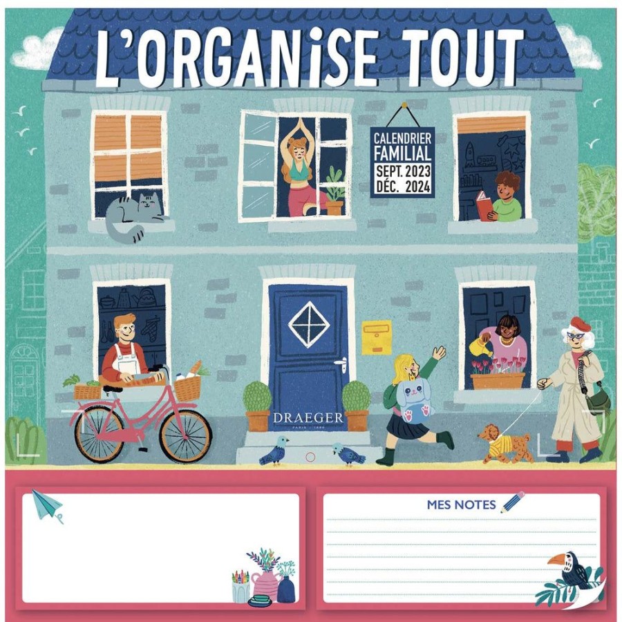 Draeger Paris Calendrier Familial 2023-2024 - 28,5X28 Cm - Septembre 2023 A Decembre 2024 - L'Organise Tout Best