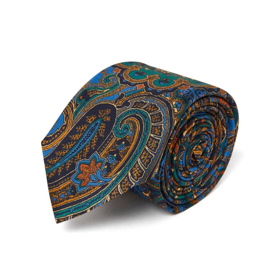 Draeger Paris Cravate Fine Paisley Bleu Marine Online