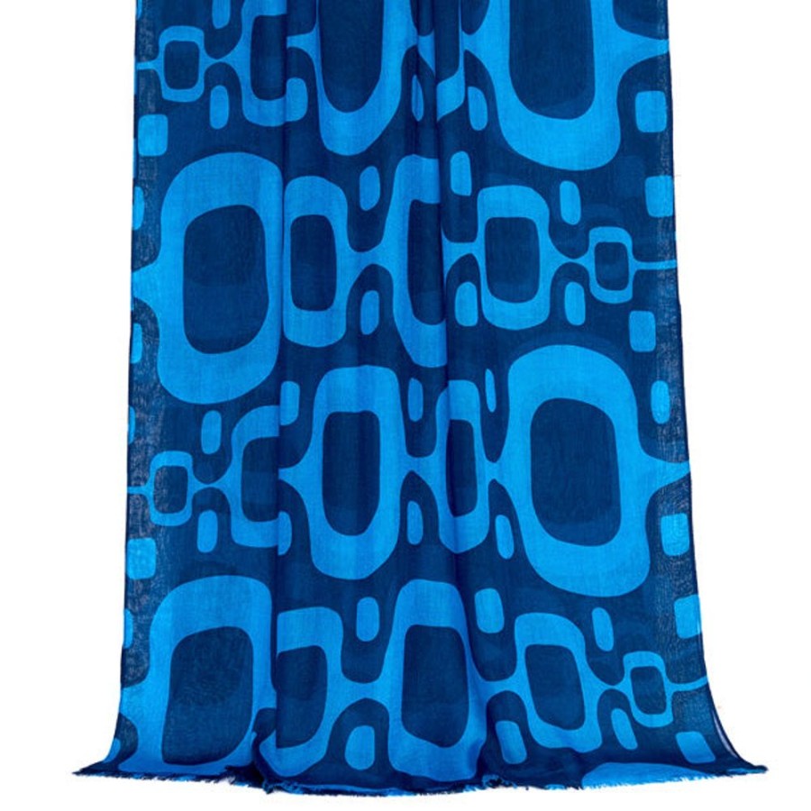 Draeger Paris Foulard Imprime Rio - Bleu - Homme - 70X180 Cm - Draeger Clearance