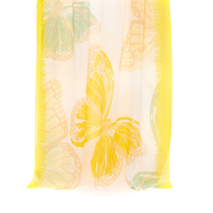 Draeger Paris Foulard Femme Imprime Papillon - Jaune Hot