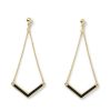 Draeger Paris Boucles D'Oreilles Pendante En V - Email Noir Dore A L'Or Fin Clearance