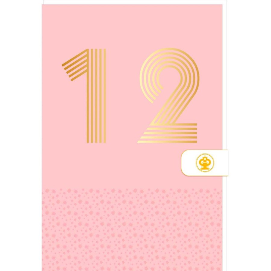 Draeger Paris Carte D'Anniversaire 12 Ans En Or - Rose - A Message - Pour Enfant Garcon Fille - 11,5 X 17 Cm Best