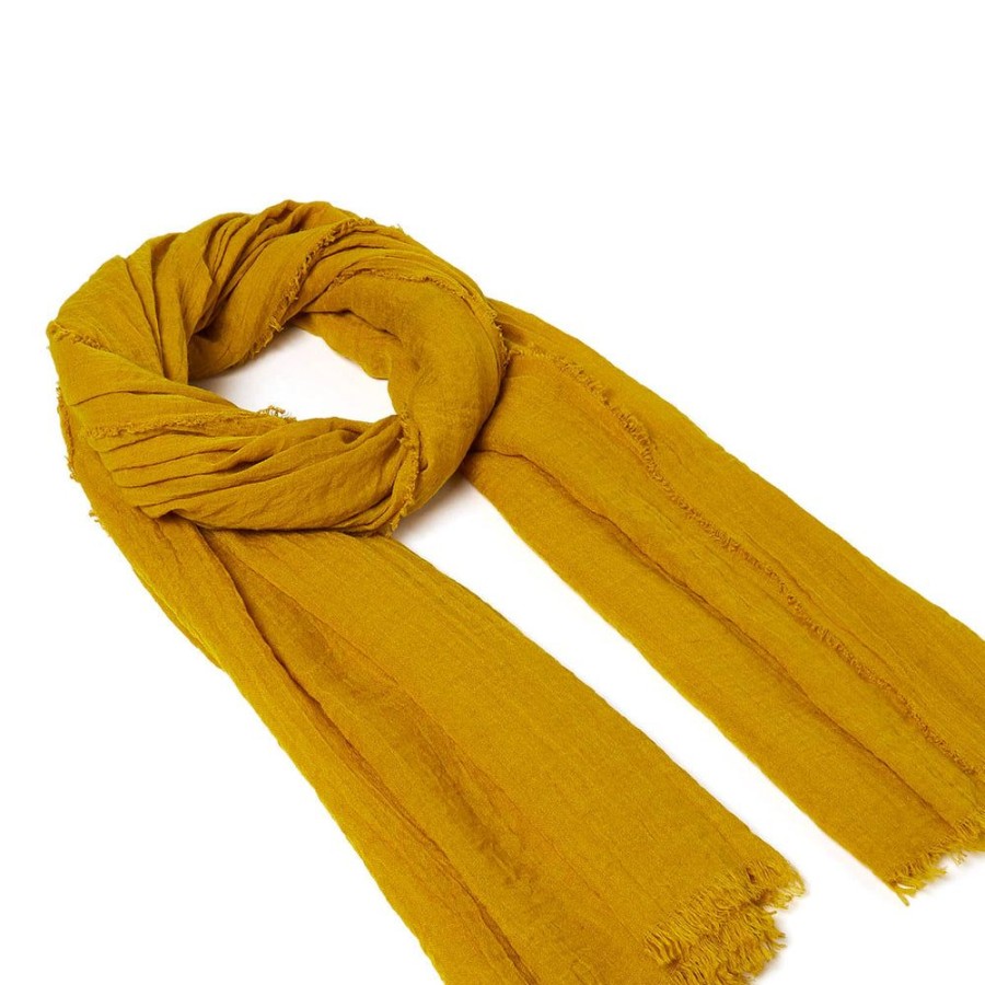 Tie Rack Foulard Uni Jaune Moutarde A Franges Hot