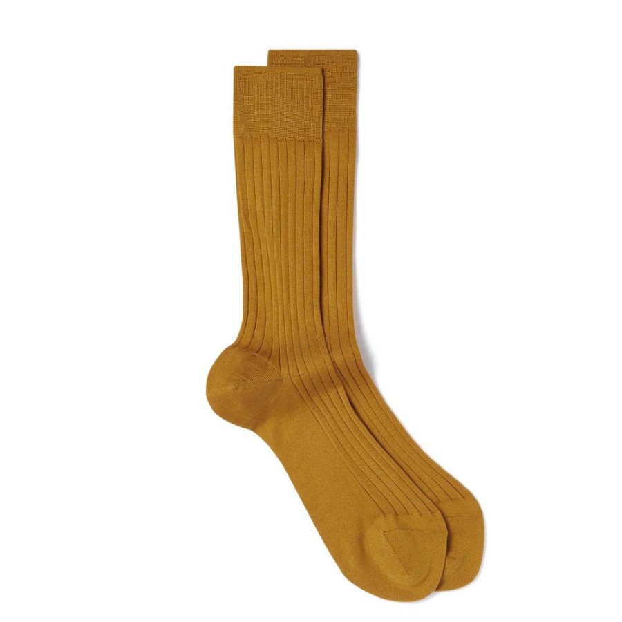 Draeger Paris Chaussettes Unies Jaune Moutarde New