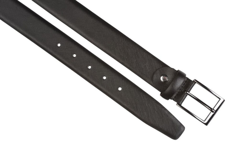 Draeger Paris Ceinture Homme En Cuir Reliefe - Noir Clearance