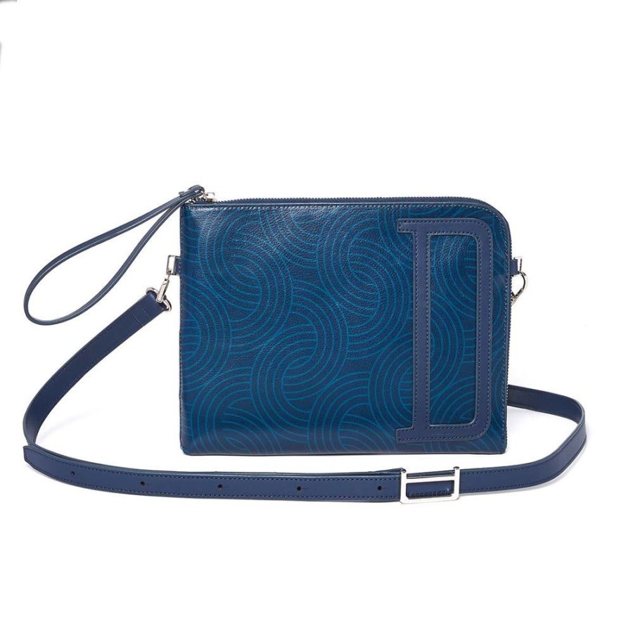 Draeger Paris Pochette Zippee Pour Ordinateur - Bleu - 100% Cuir - Homme - Double Porte Online