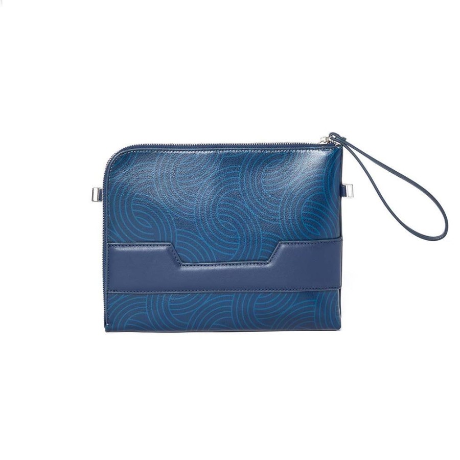 Draeger Paris Pochette Zippee Pour Ordinateur - Bleu - 100% Cuir - Homme - Double Porte Online