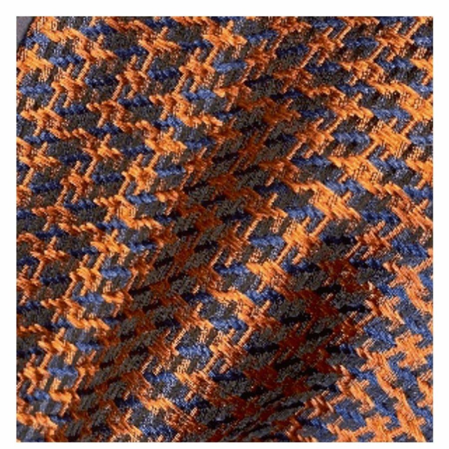 Draeger Paris Cravate A Motif Pied De Poule Orange Et Bleu Marine Online