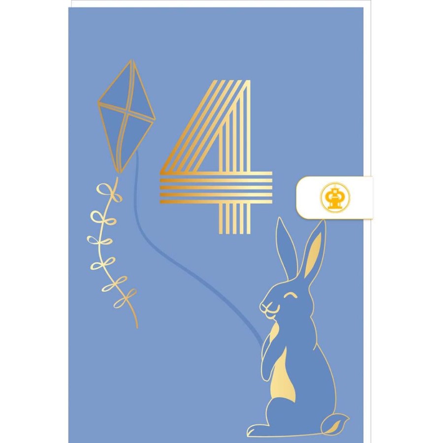 Draeger Paris Carte D'Anniversaire 4 Ans En Or - Bleu - A Message - Pour Petit Garcon - Lapin - 11,5 X 17 Cm Wholesale