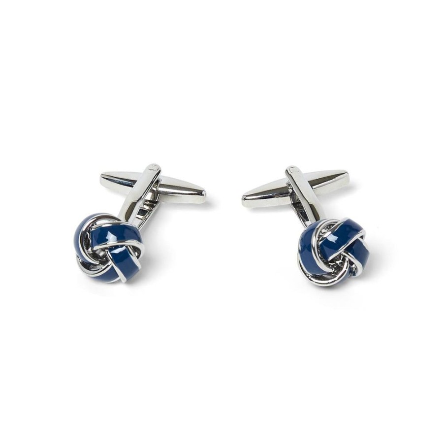 Draeger Paris Boutons De Manchette Noeud Argente Et Bleu Marine Best