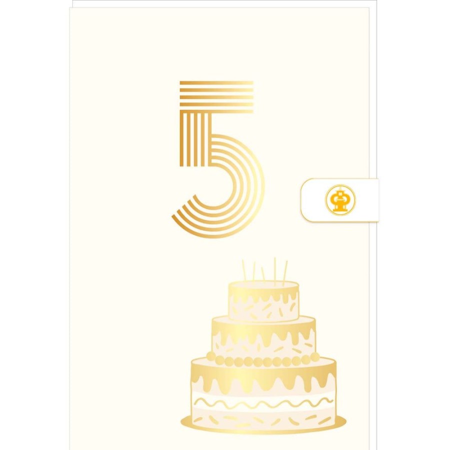 Draeger Paris Carte D'Anniversaire 5 Ans En Or - Blanc - A Message - Pour Enfant Garcon Fille - Gateaux - 11,5 X 17 Cm Clearance