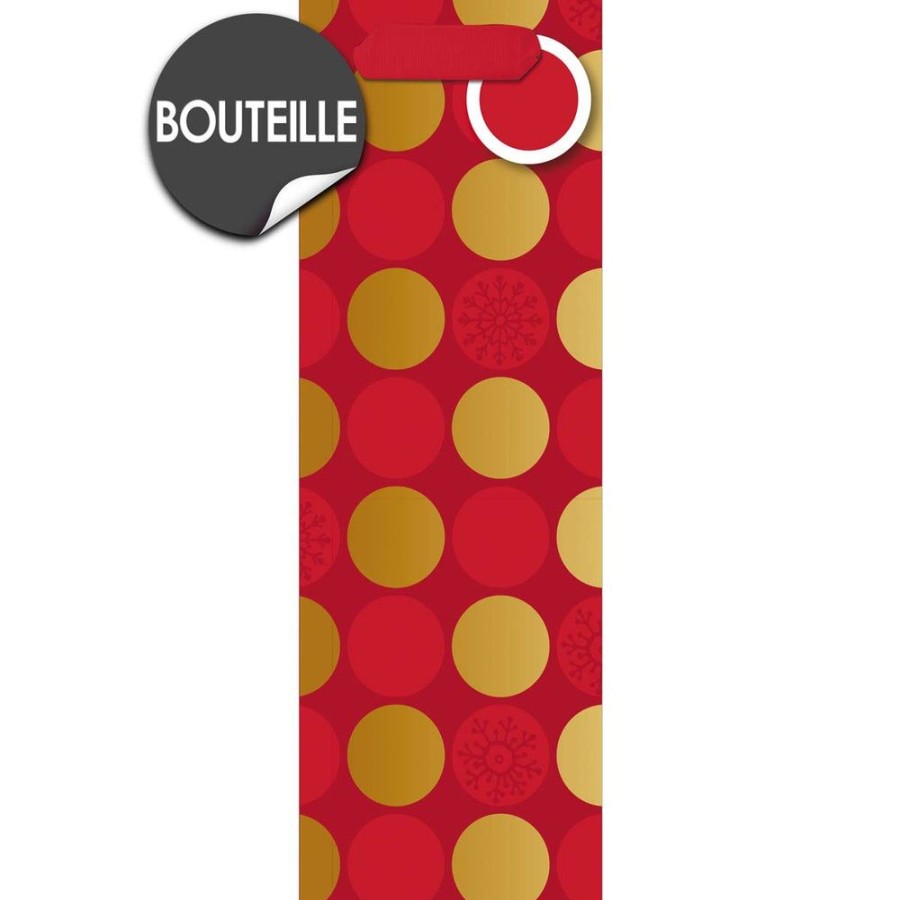 Draeger Paris Sac Cadeau Bouteille Rouge A Pois Dores New