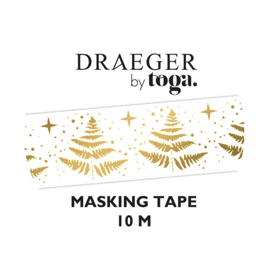 Draeger Paris Masking Tape - Motifs De Sapin - Finitions Blanc Et Or A Chaud - Special Reveillon Hot