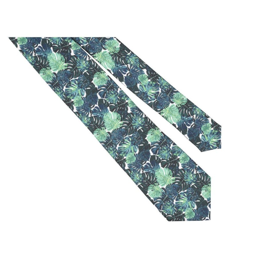 Tie Rack Cravate Homme Feuillage Tropical Vert / Vert Bouteille Clearance