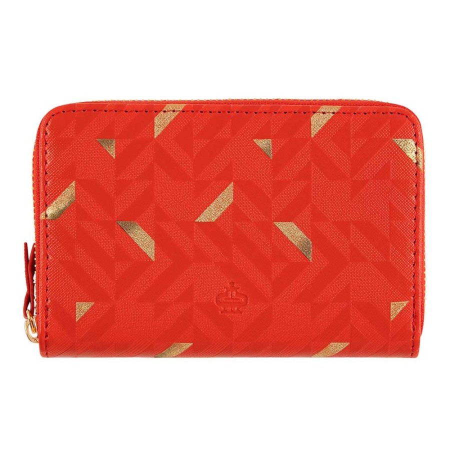 Draeger Paris Portefeuille Femme - Rouge Et Dore Clearance