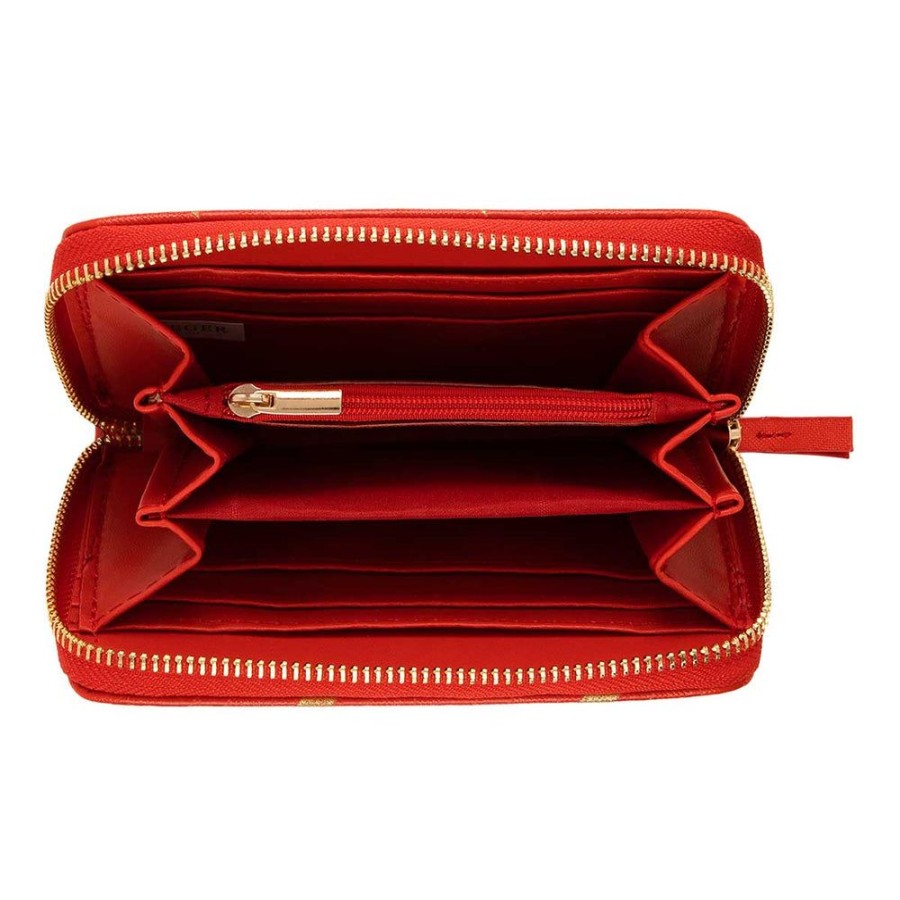 Draeger Paris Portefeuille Femme - Rouge Et Dore Clearance