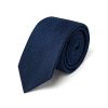 Draeger Paris Cravate Fine Texturee Satin Bleu Marine Clearance