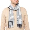 Draeger Paris Foulard Imprime Art Deco - Gris Et Noir - Homme - 70X180 Cm New