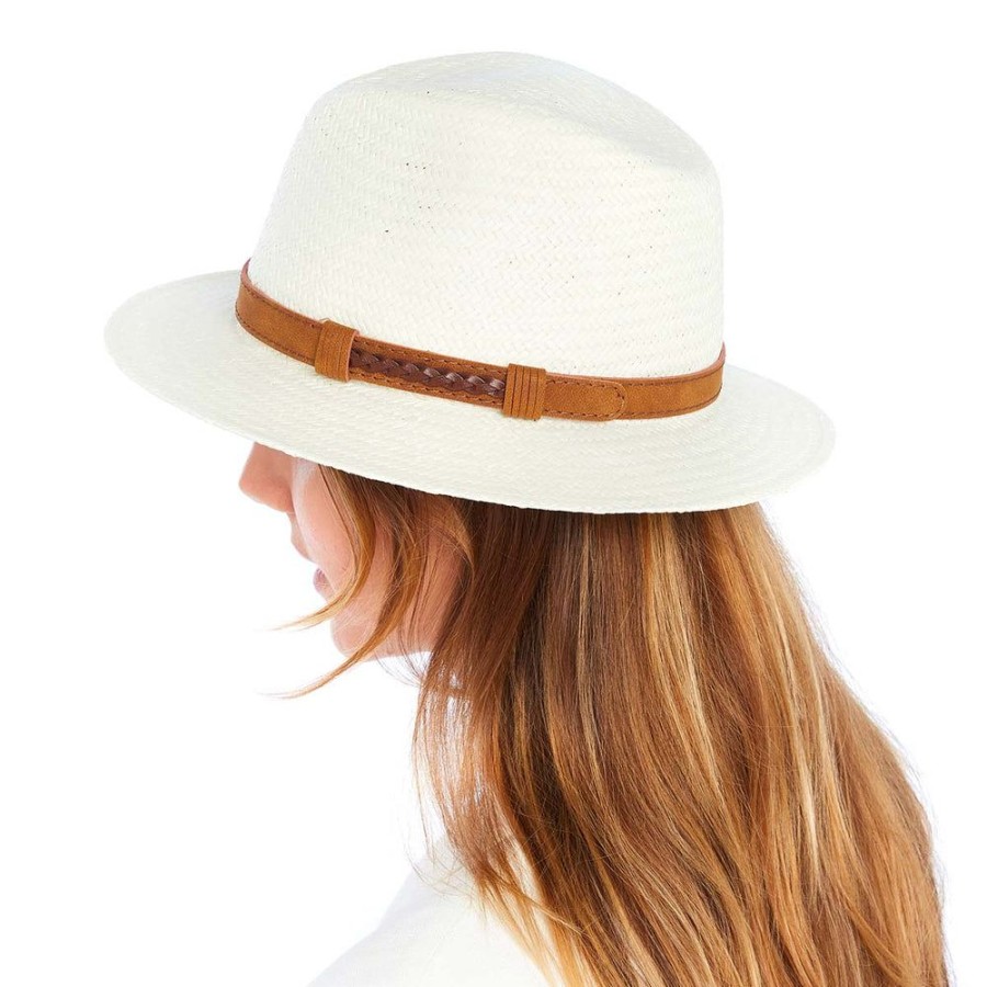 Draeger Paris Fedora En Papier - Ecru - Galon Marron - Uni - 2 Tailles Best