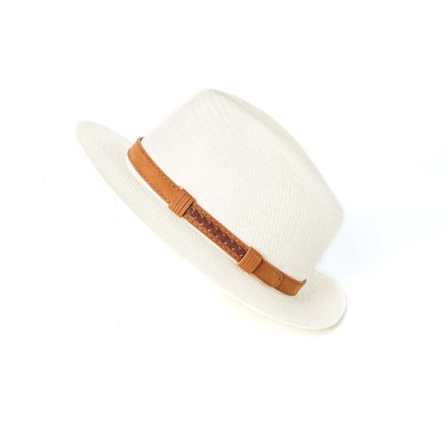 Draeger Paris Fedora En Papier - Ecru - Galon Marron - Uni - 2 Tailles Best