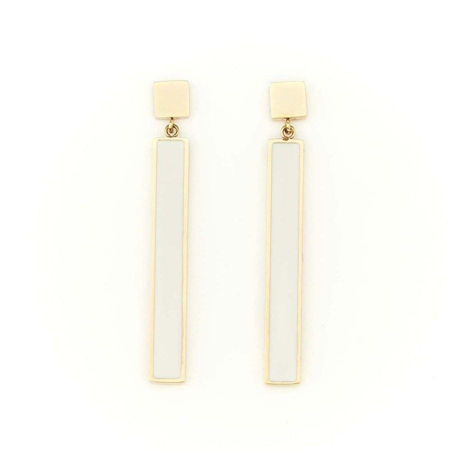 Draeger Paris Boucles D'Oreilles Email Barre New-York - Creme Wholesale